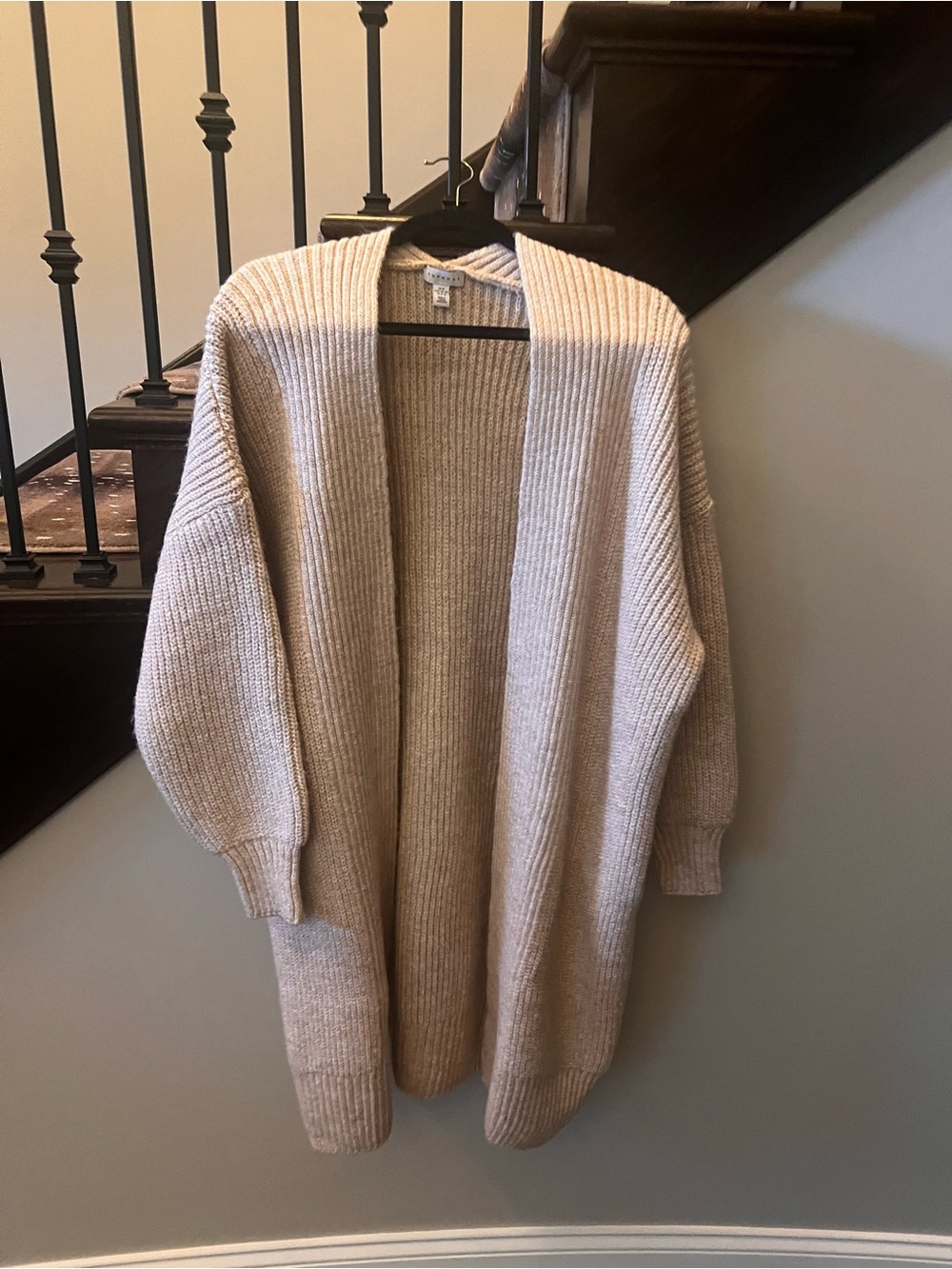 Topshop Cream Open-Front Ribbed Cardigan